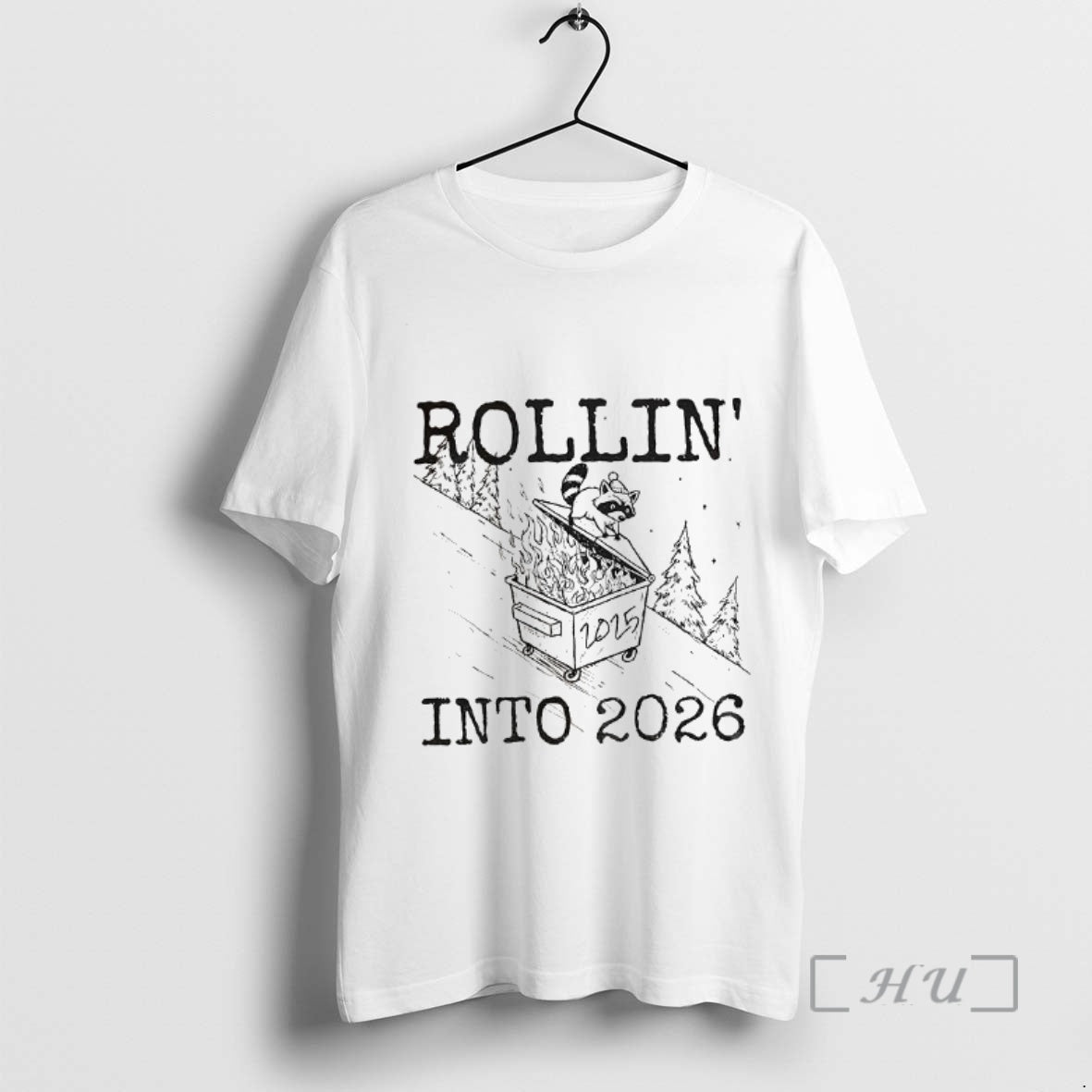 Officials Funny Raccoon Feral Girl Rollin Into 2026 - Adult & Kids T-Shirts, Sweatshirts & Hoodies apparel design preview 1