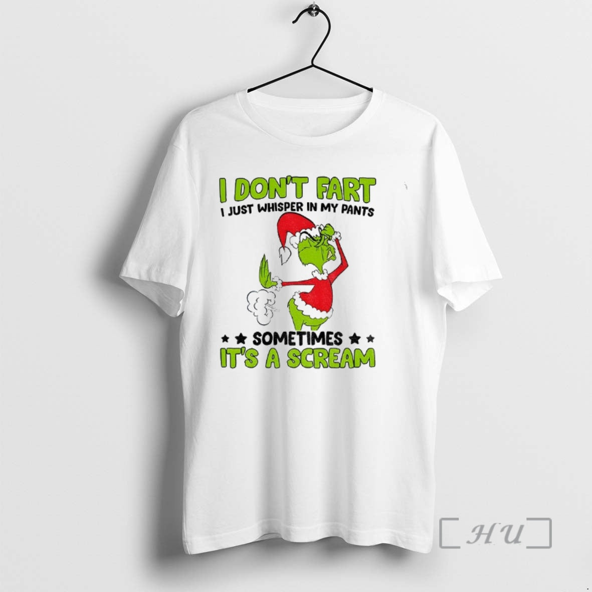 Officials Grinch Santa Hat I Dont Fart Just Whisper - Adult & Kids T-Shirts, Sweatshirts & Hoodies apparel design preview 1