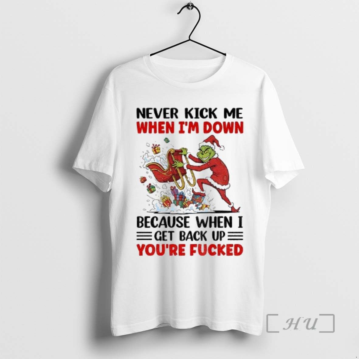 Officials Grinch Never Kick Me When Im Down Because I - Adult & Kids T-Shirts, Sweatshirts & Hoodies apparel design preview 1