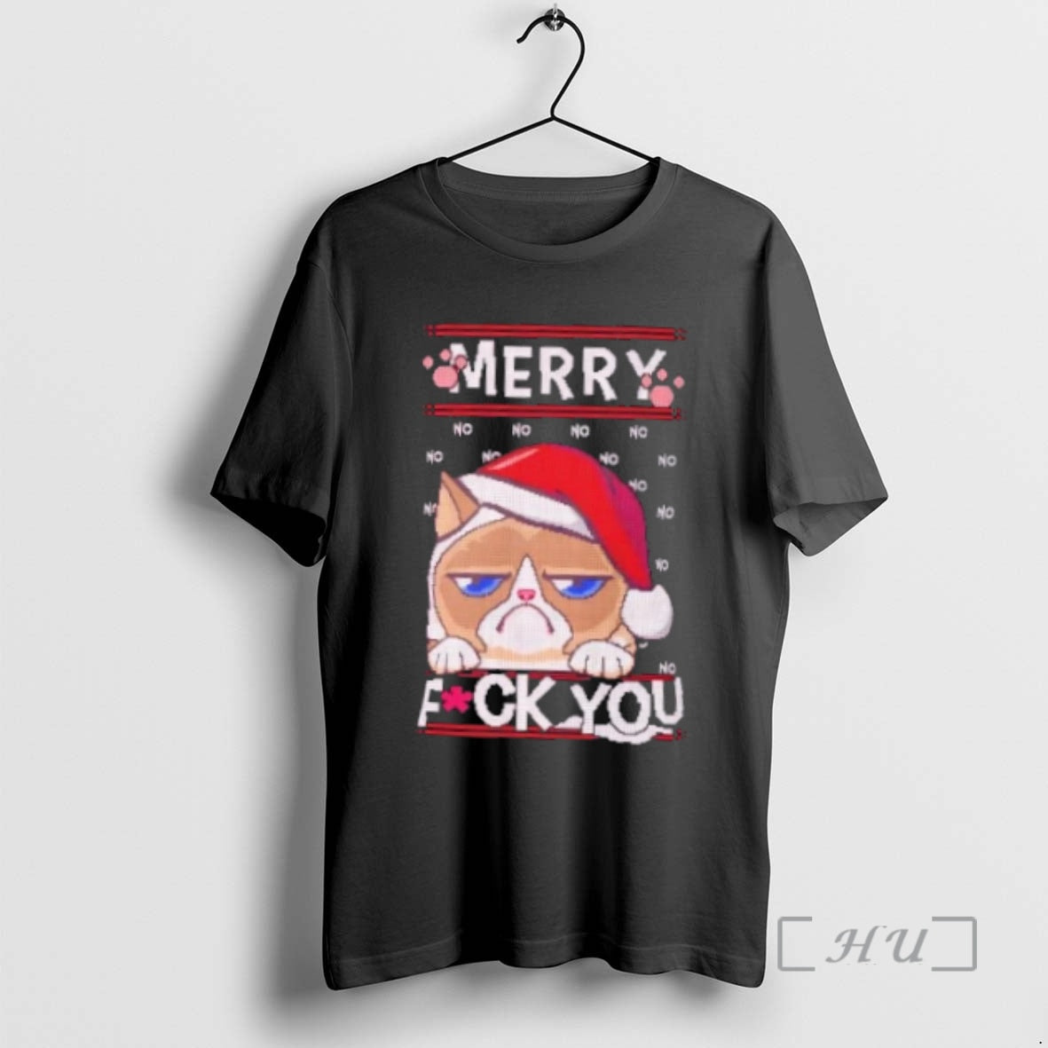 Officials Grumpy Cat Ugly Christmas Pixel Art Holiday - Adult & Kids T-Shirts, Sweatshirts & Hoodies apparel design preview 1