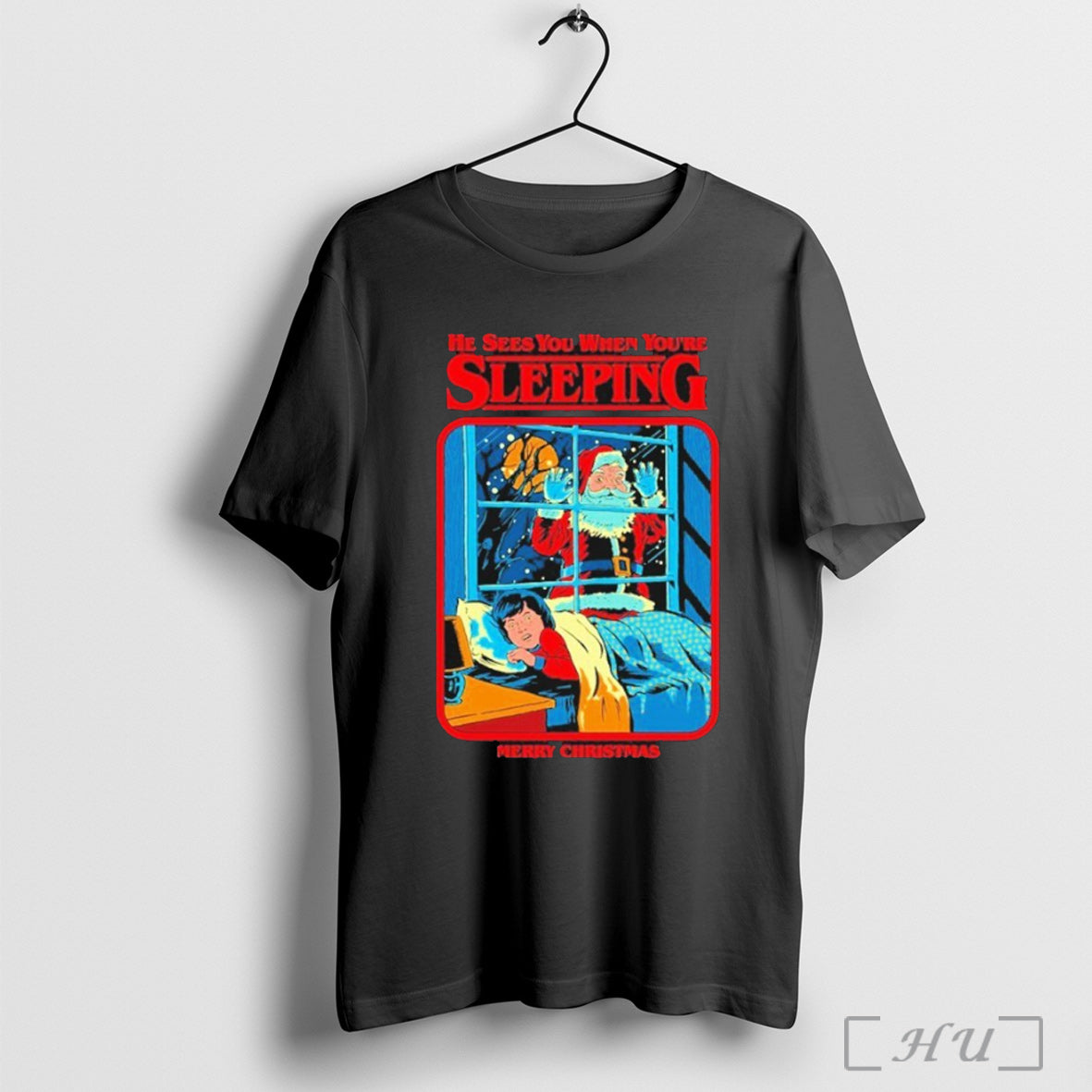 Officials He Sees You When Youre Sleeping Merry - Adult & Kids T-Shirts, Sweatshirts & Hoodies apparel design preview 1