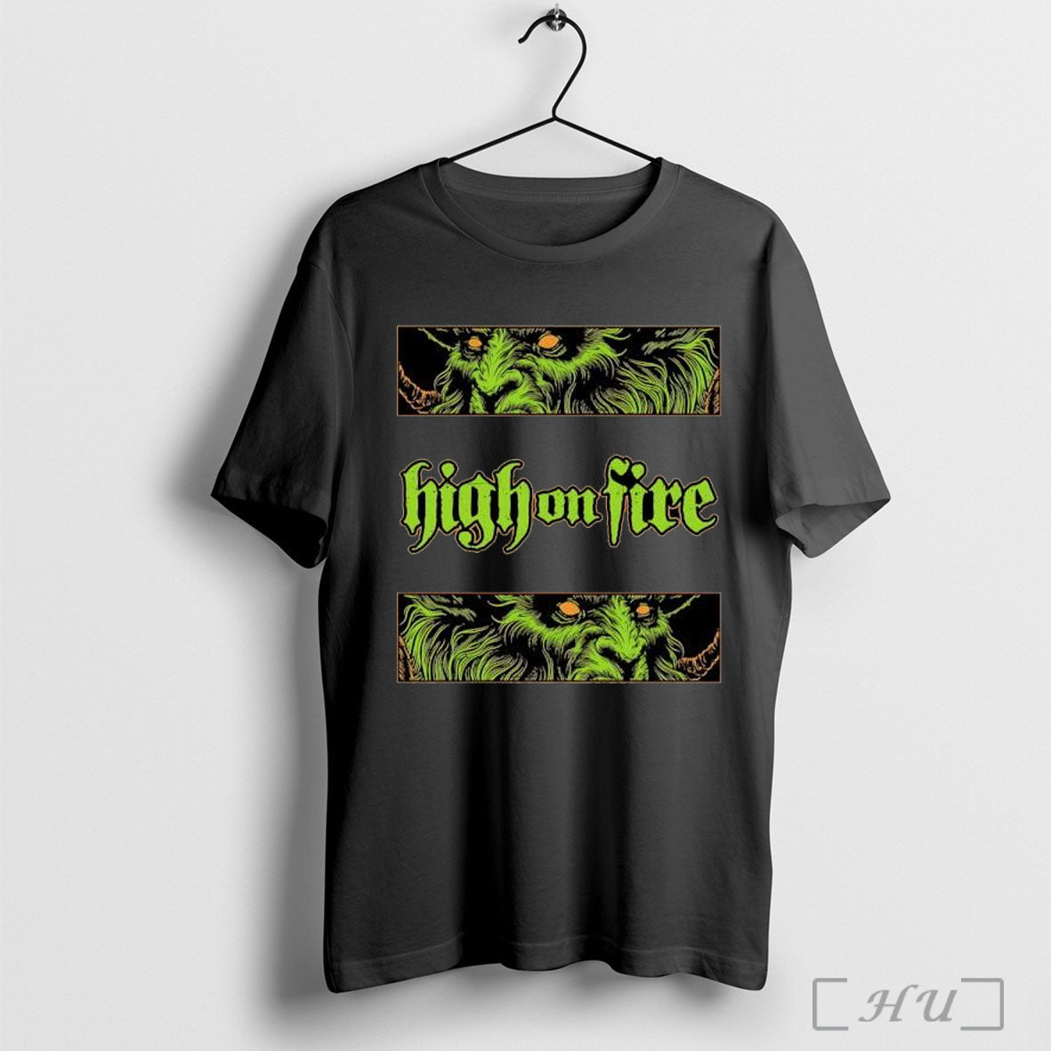 Officials High On Fire Demonic Green Ram Monster Head - Adult & Kids T-Shirts, Sweatshirts & Hoodies apparel design preview 1