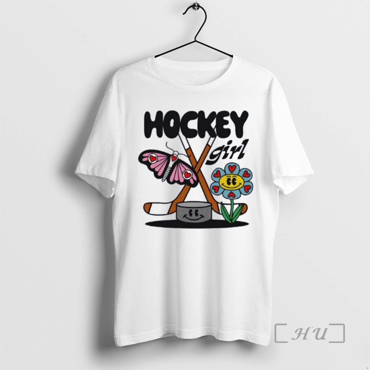 Officials Hockey Girl Toddler Butterfly And Flower - Adult & Kids T-Shirts, Sweatshirts & Hoodies apparel design preview 1