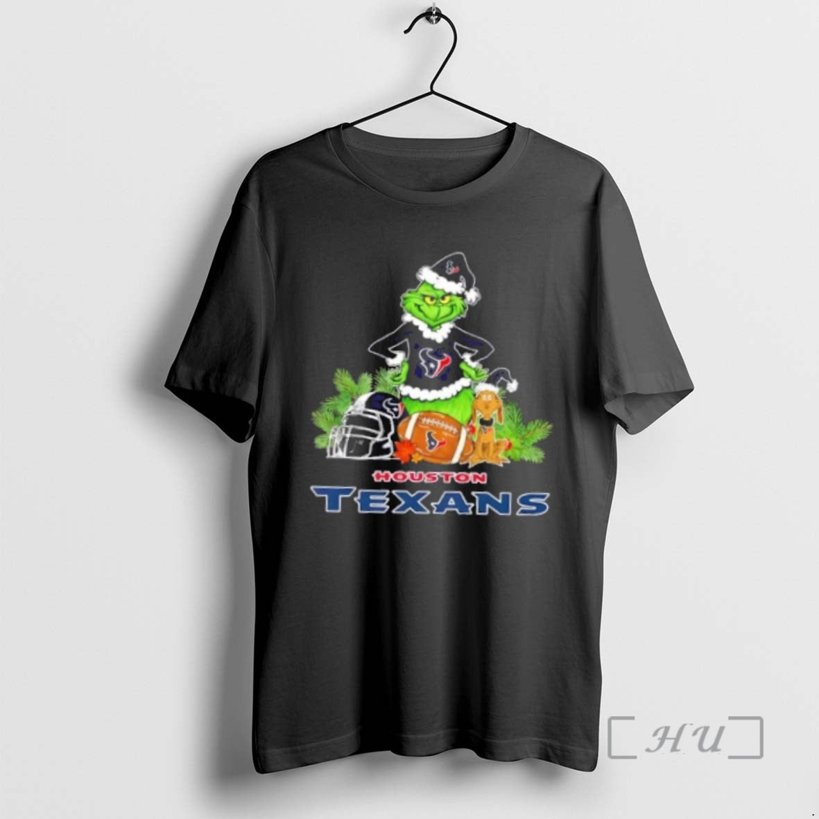 Officials Houston Texans Football X Grinch And Max - Adult & Kids T-Shirts, Sweatshirts & Hoodies apparel design preview 1