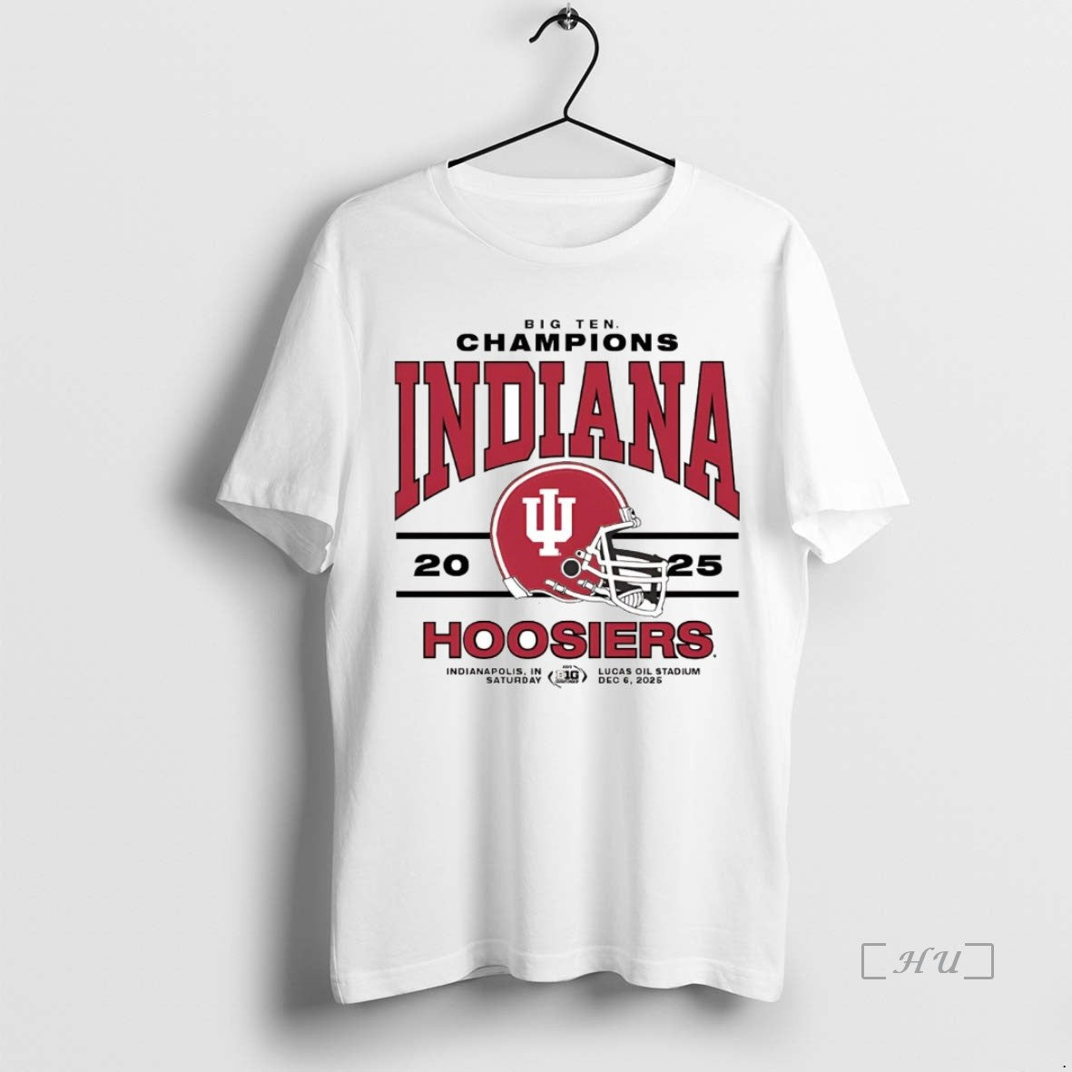 Officials Indiana Football 2025 Big Ten Champs Helmet - Adult & Kids T-Shirts, Sweatshirts & Hoodies apparel design preview 1