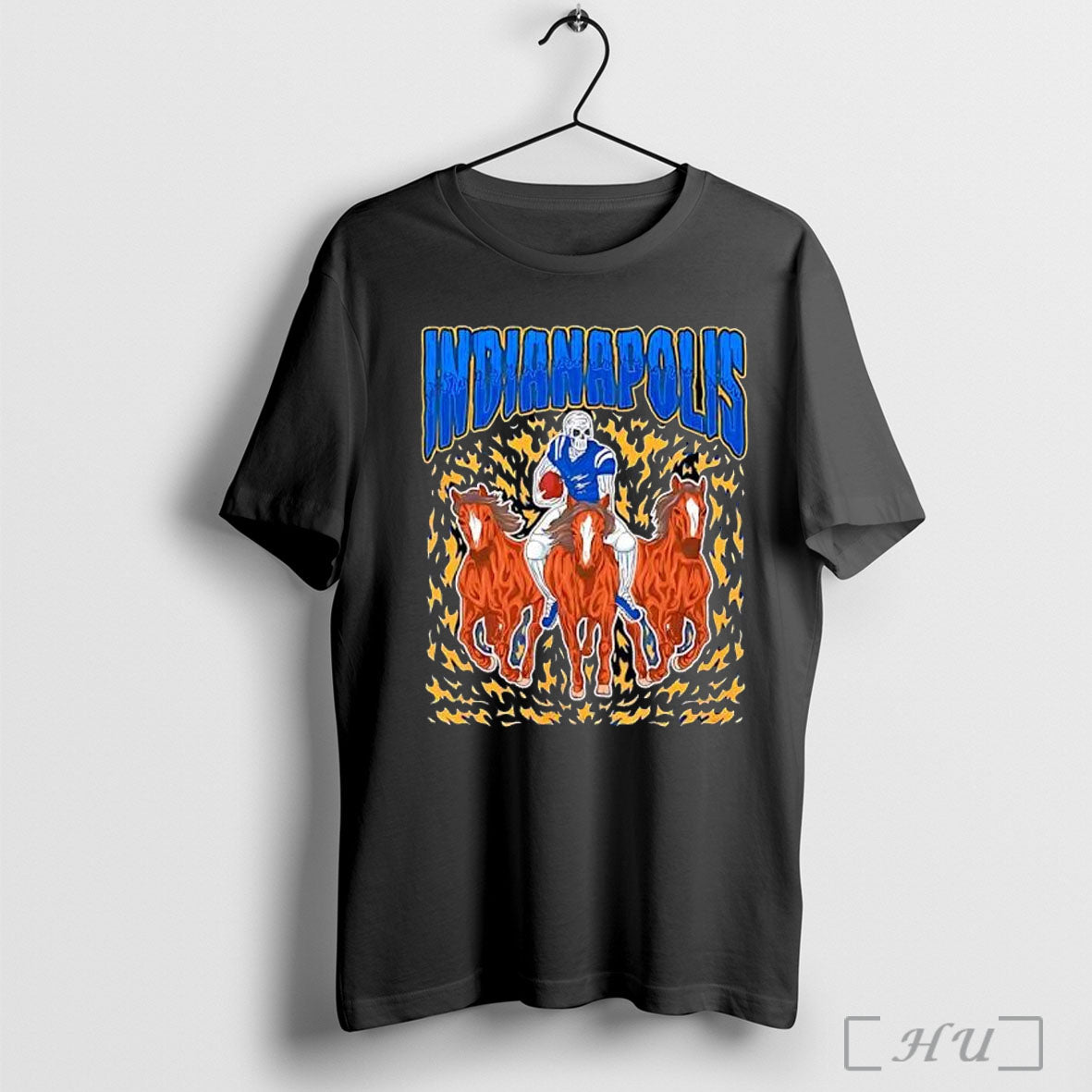Officials Indianapolis Colts Skeleton Player Riding - Adult & Kids T-Shirts, Sweatshirts & Hoodies apparel design preview 1