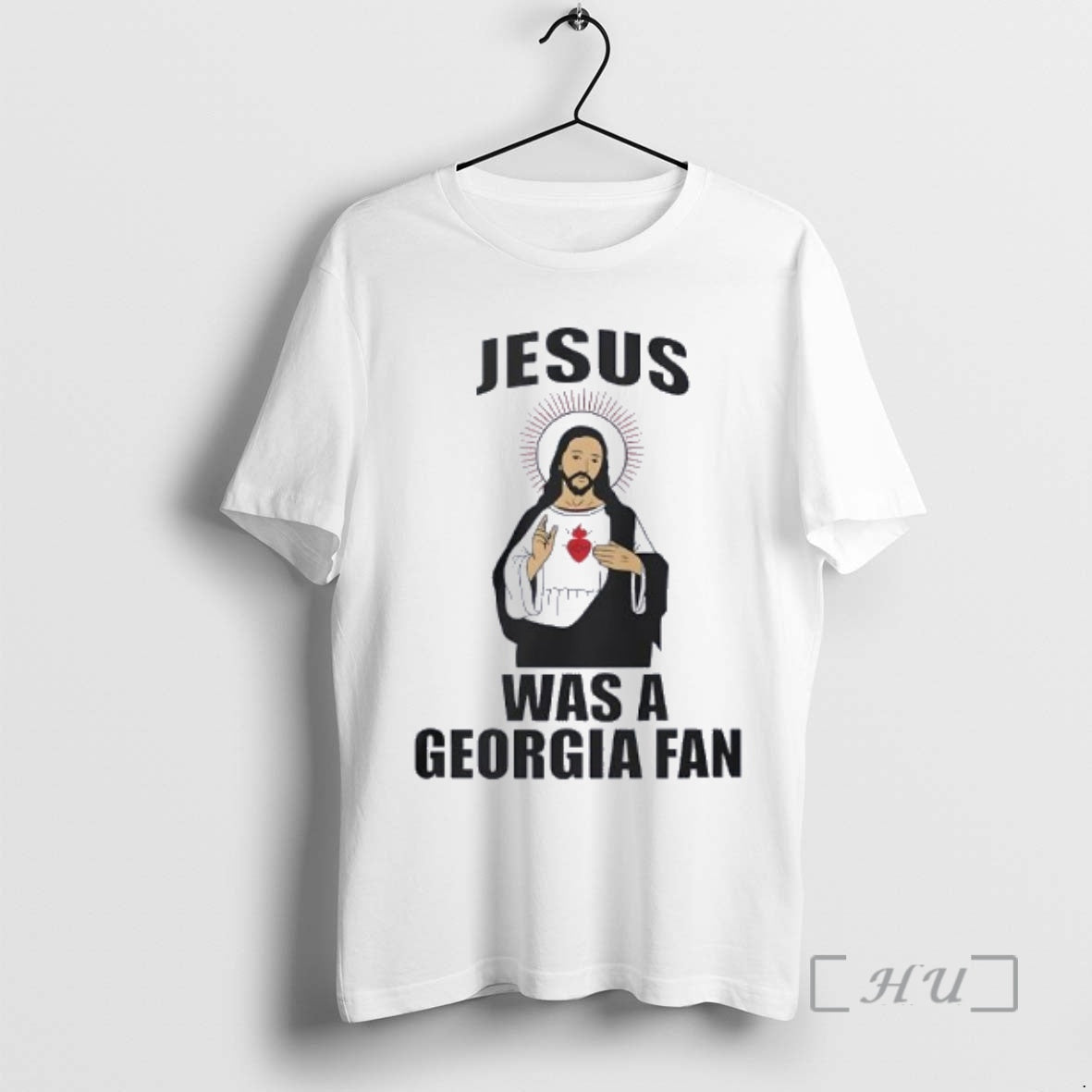 Officials Jesus And Blazing Heart Was A Georgia Fan - Adult & Kids T-Shirts, Sweatshirts & Hoodies apparel design preview 1