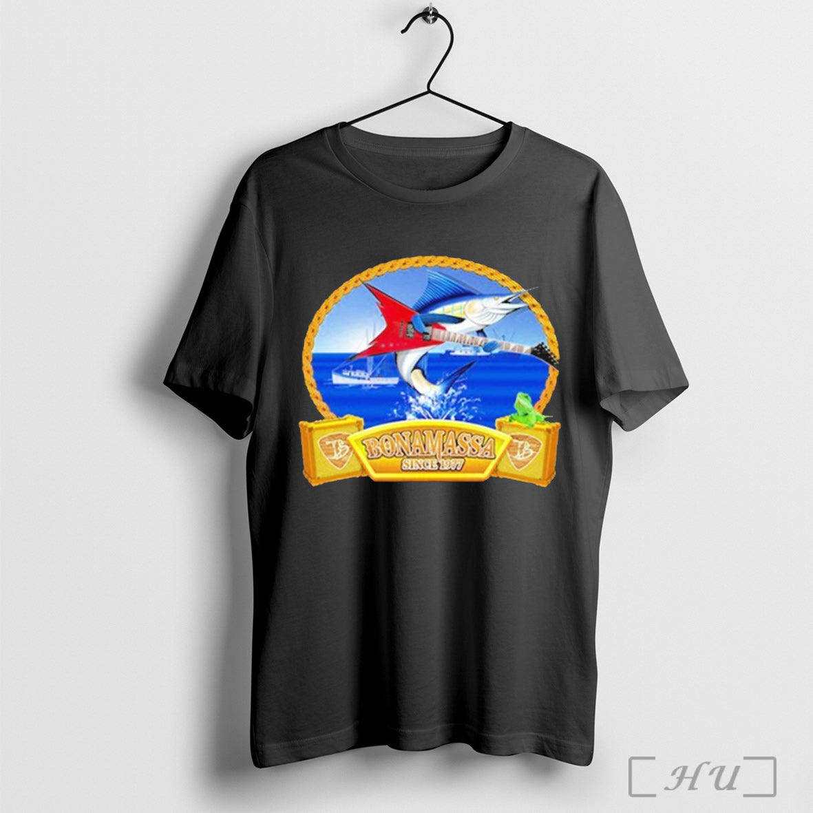 Officials Joe Bonamassa Flying V Fish Since 1977 - Adult & Kids T-Shirts, Sweatshirts & Hoodies apparel design preview 1