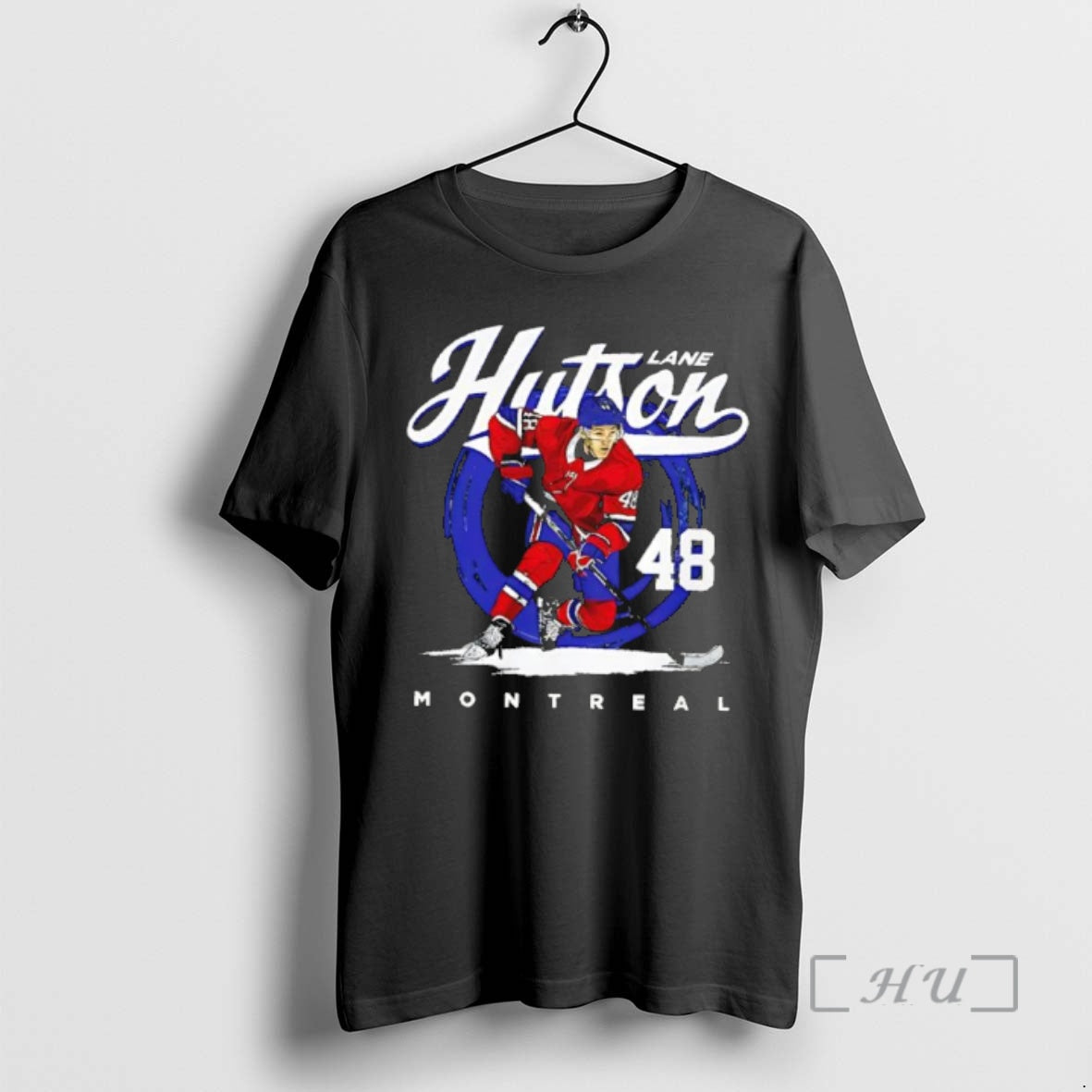 Officials Lane Hutson Montreal Brush 48 Hockey Player - Adult & Kids T-Shirts, Sweatshirts & Hoodies apparel design preview 1