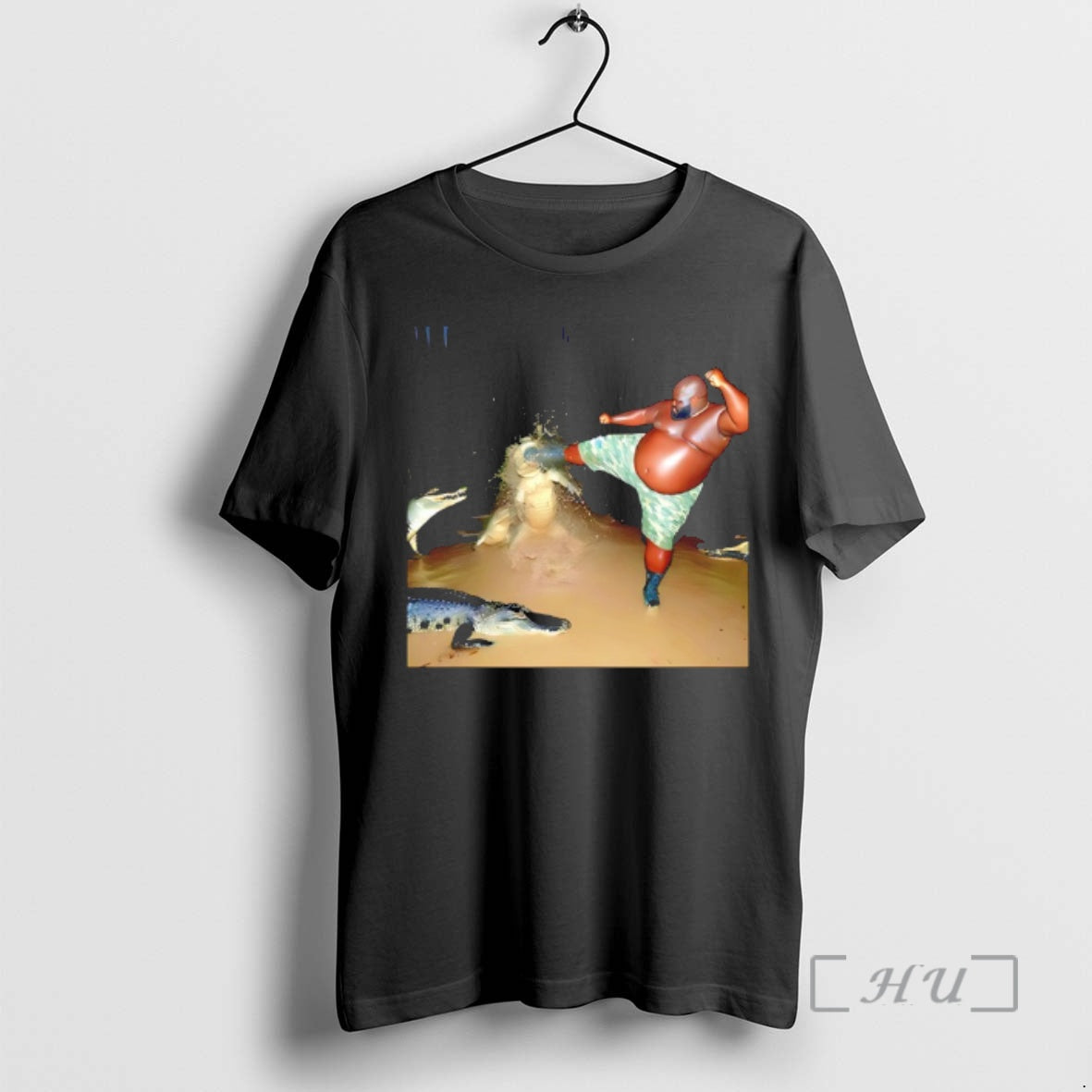 Officials Man Kick Alligator In Swamp Crocodile - Adult & Kids T-Shirts, Sweatshirts & Hoodies apparel design preview 1