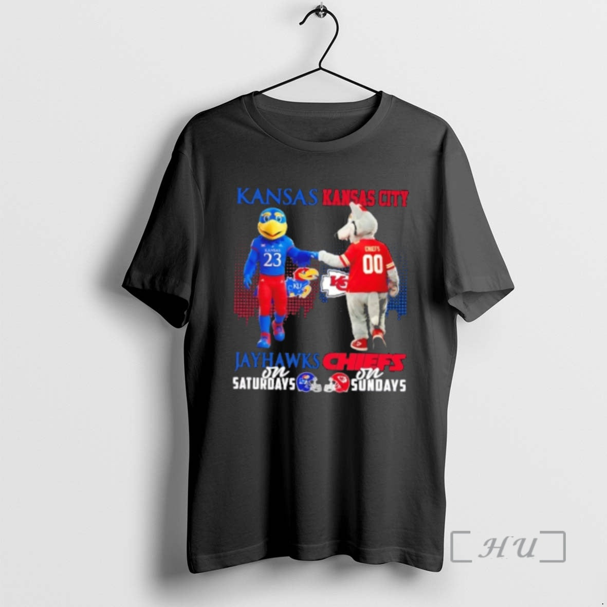 Officials Mascots Kansas Jayhawks On Saturdays X City - Adult & Kids T-Shirts, Sweatshirts & Hoodies apparel design preview 1