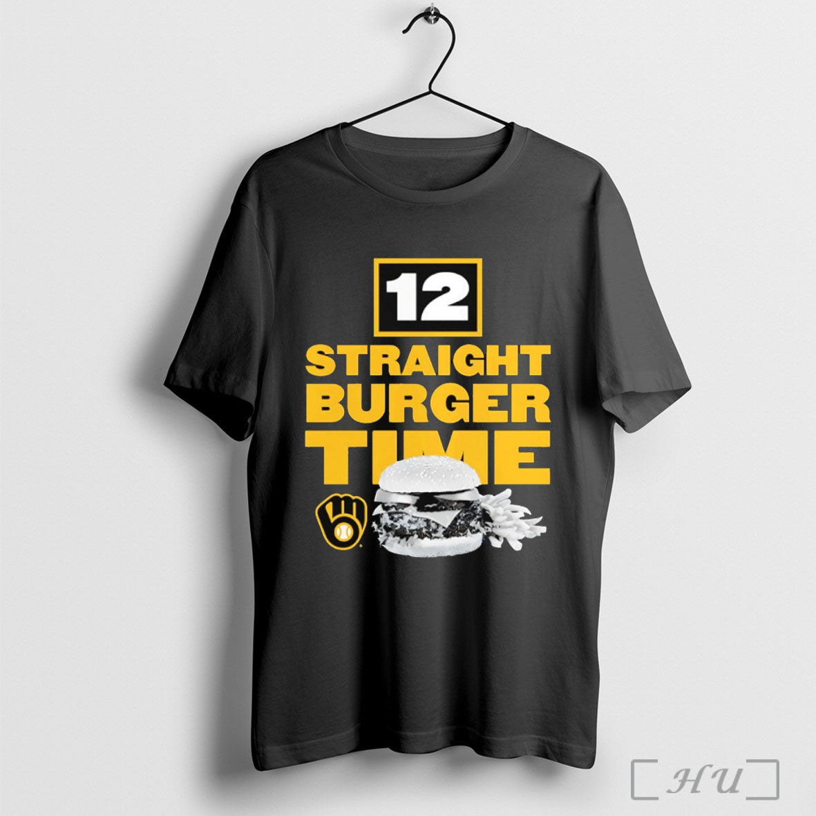 Officials Milwaukee Brewers 12 Straight Burger Time - Adult & Kids T-Shirts, Sweatshirts & Hoodies apparel design preview 1