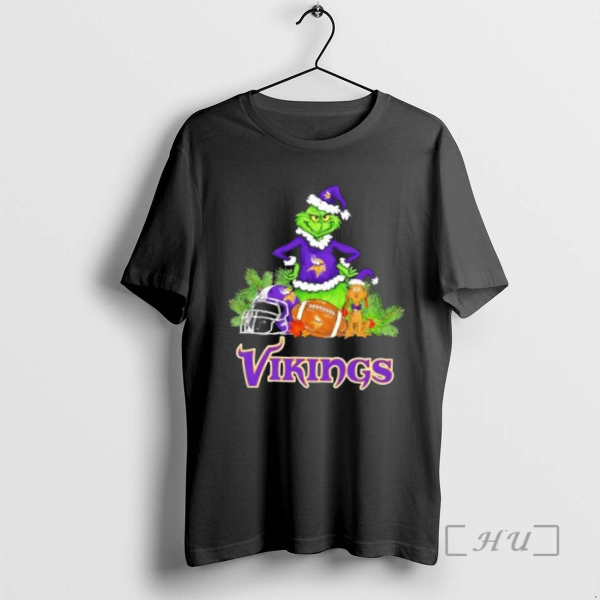 Officials Minnesota Vikings Football X Grinch And Max - Adult & Kids T-Shirts, Sweatshirts & Hoodies apparel design preview 1