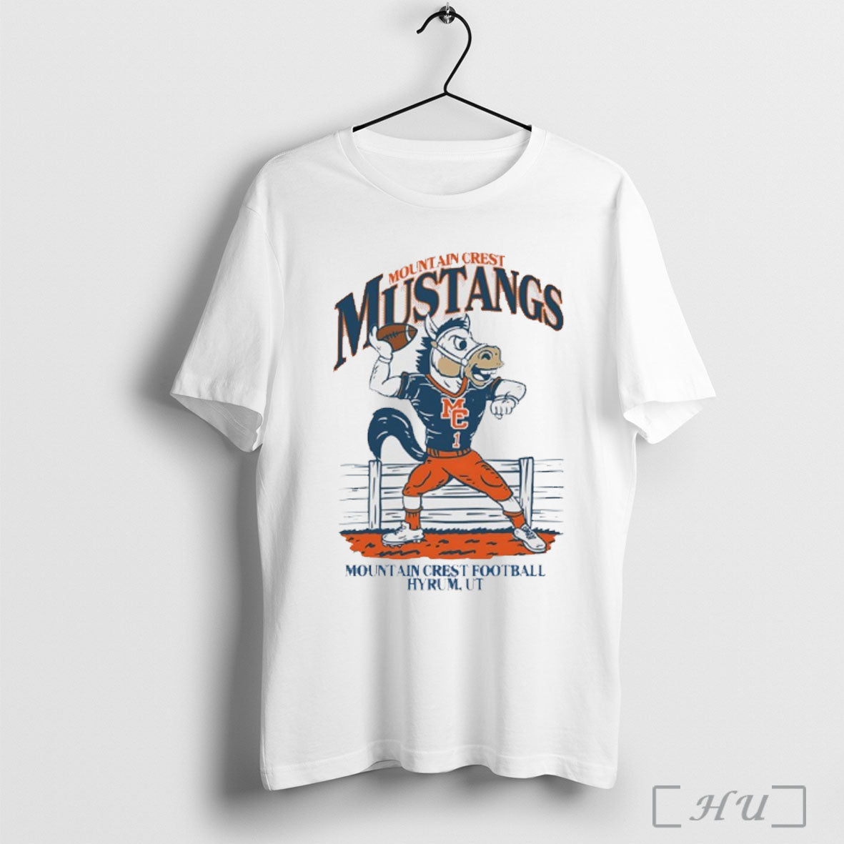 Officials Mountain Crest Mustangs Mascot Football - Adult & Kids T-Shirts, Sweatshirts & Hoodies apparel design preview 1