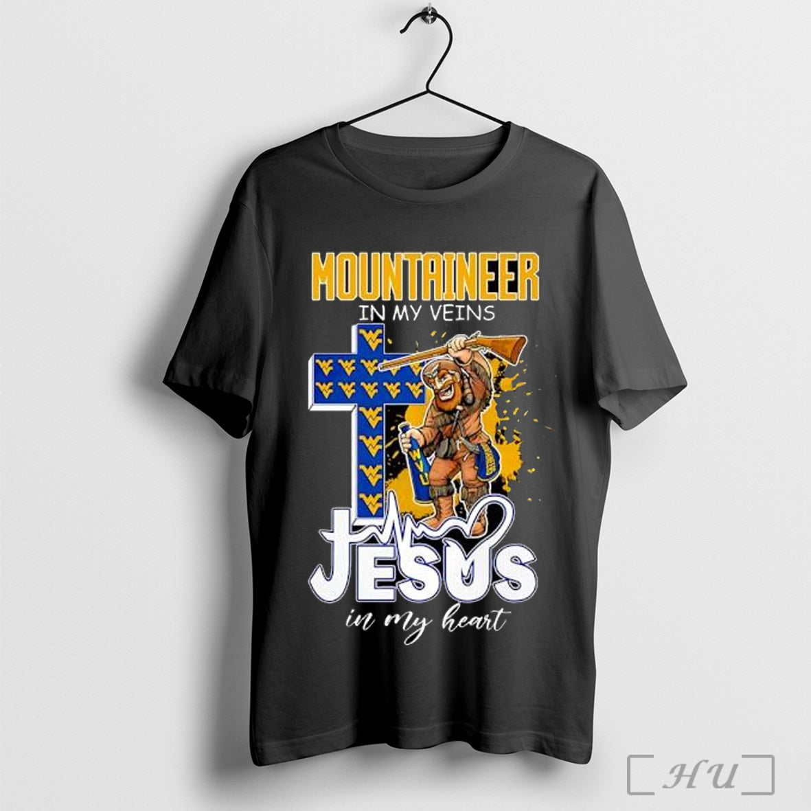 Officials Mountaineer In My Veins Jesus Heart - Adult & Kids T-Shirts, Sweatshirts & Hoodies apparel design preview 1