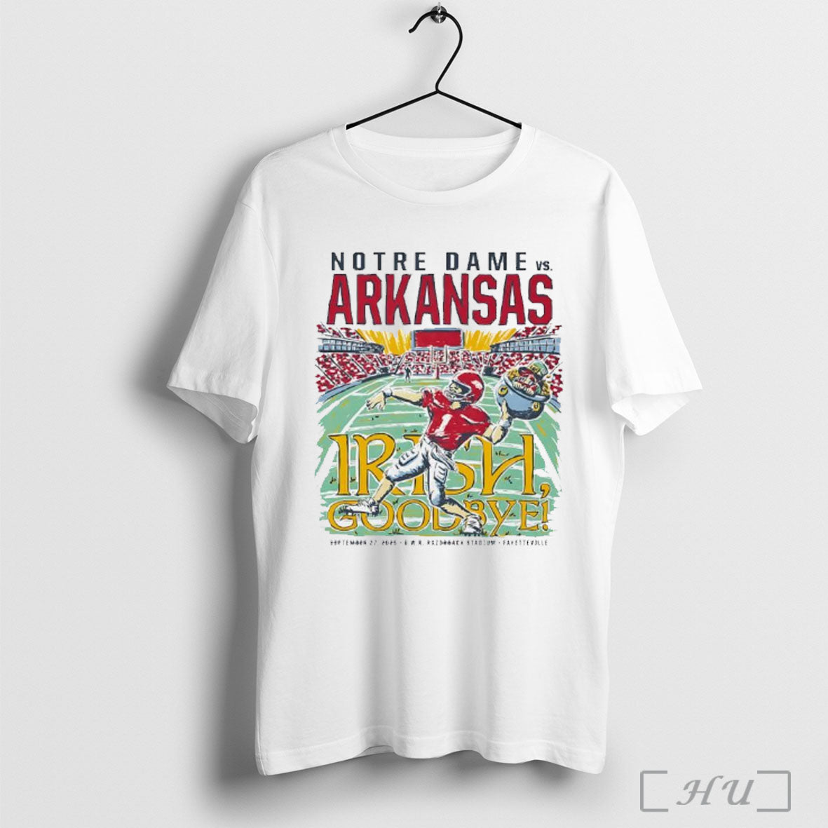 Officials Notre Dame Fighting Vs Arkansas Razorbacks - Adult & Kids T-Shirts, Sweatshirts & Hoodies apparel design preview 1
