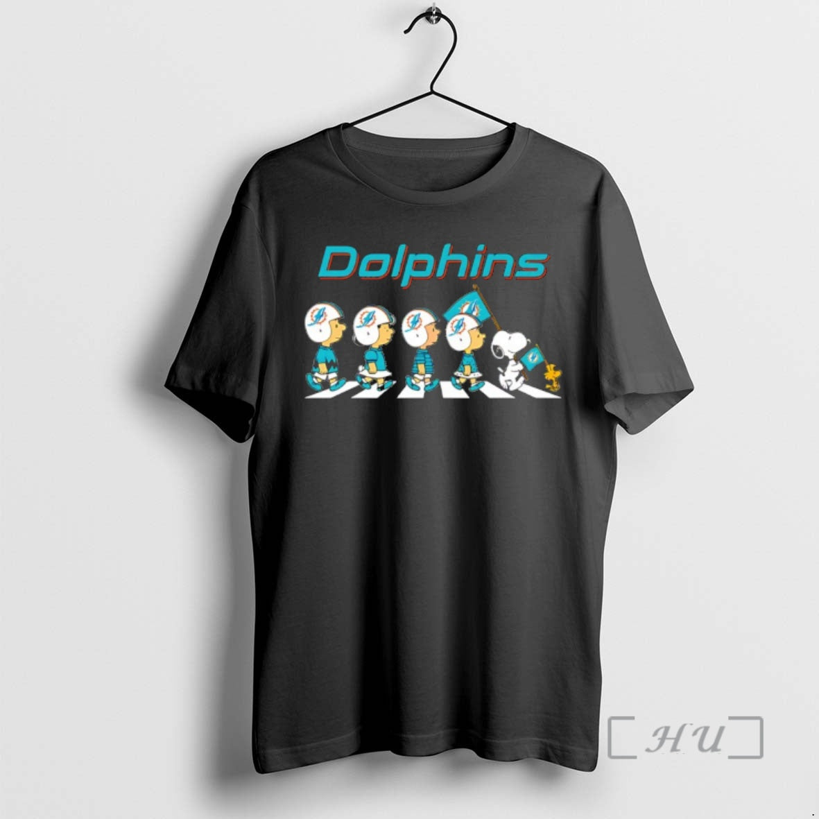 Officials Peanuts X Miami Dolphins Football Flag - Adult & Kids T-Shirts, Sweatshirts & Hoodies apparel design preview 1