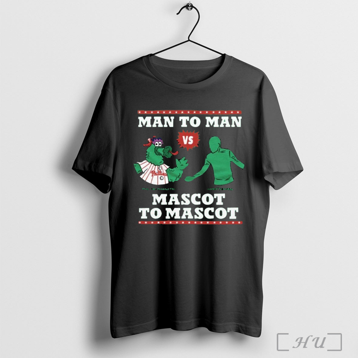 Officials Phillie Phanatic Vs Green Man To Mascot - Adult & Kids T-Shirts, Sweatshirts & Hoodies apparel design preview 1