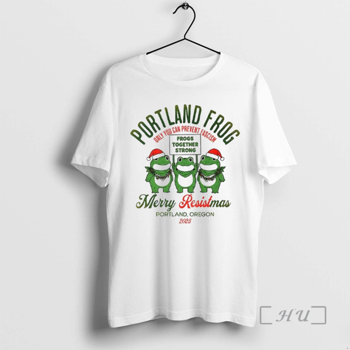 Officials Portland Frog Christmas Merry Resistmas - Adult & Kids T-Shirts, Sweatshirts & Hoodies apparel design preview 1