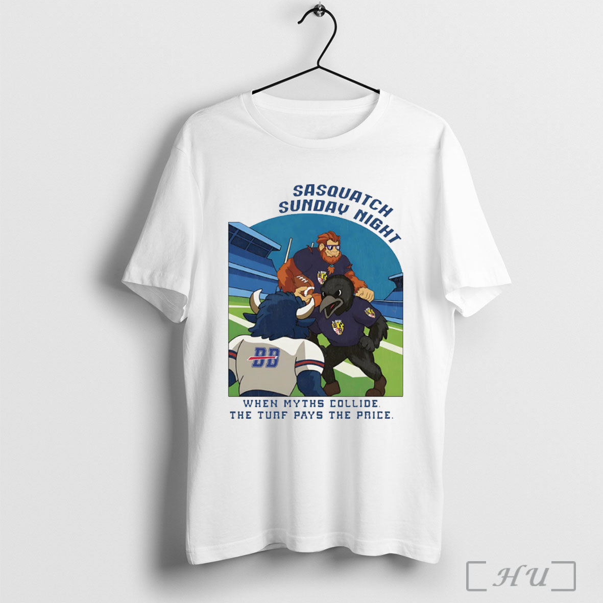 Officials Ravens Sasquatch Sunday Night When Myths - Adult & Kids T-Shirts, Sweatshirts & Hoodies apparel design preview 1