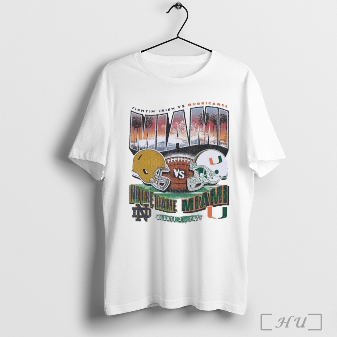 Officials Retro Miami 2025 Gameday Notre Dame Vs - Adult & Kids T-Shirts, Sweatshirts & Hoodies apparel design preview 1