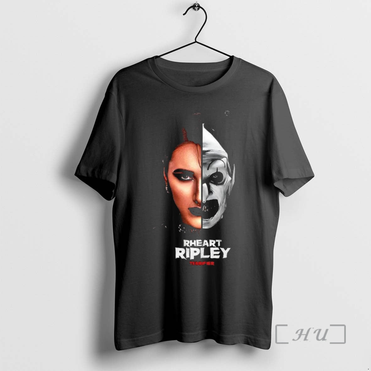 Officials Rhea Ripley And Terrifier Hafl Face - Adult & Kids T-Shirts, Sweatshirts & Hoodies apparel design preview 1