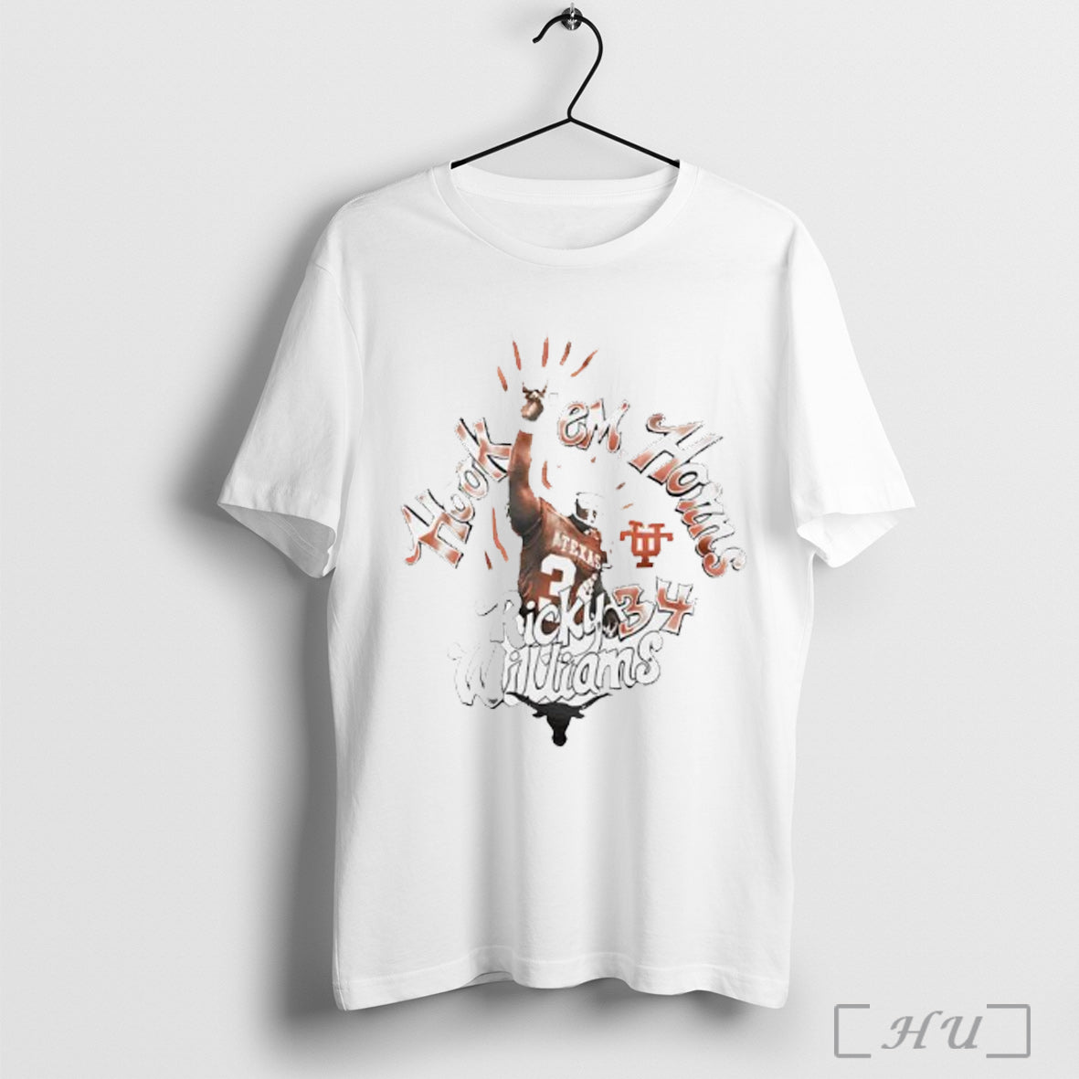 Officials Ricky Williams Hookem Horns Name And Number - Adult & Kids T-Shirts, Sweatshirts & Hoodies apparel design preview 1