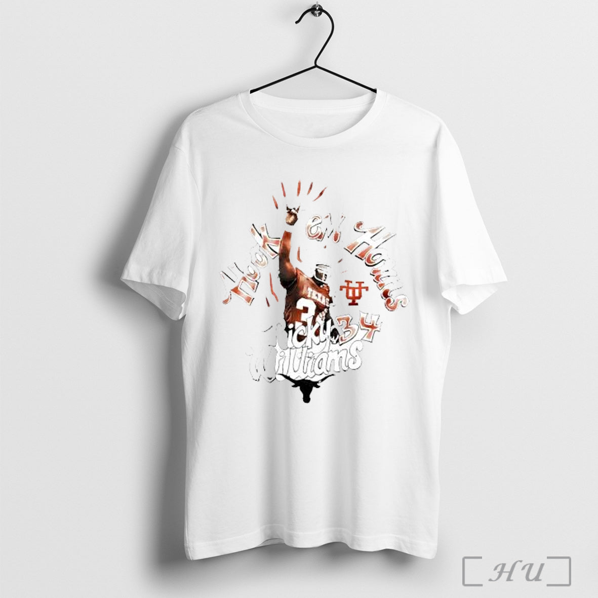 Officials Ricky Williams Texas Longhorns Number 34 - Adult & Kids T-Shirts, Sweatshirts & Hoodies apparel design preview 1