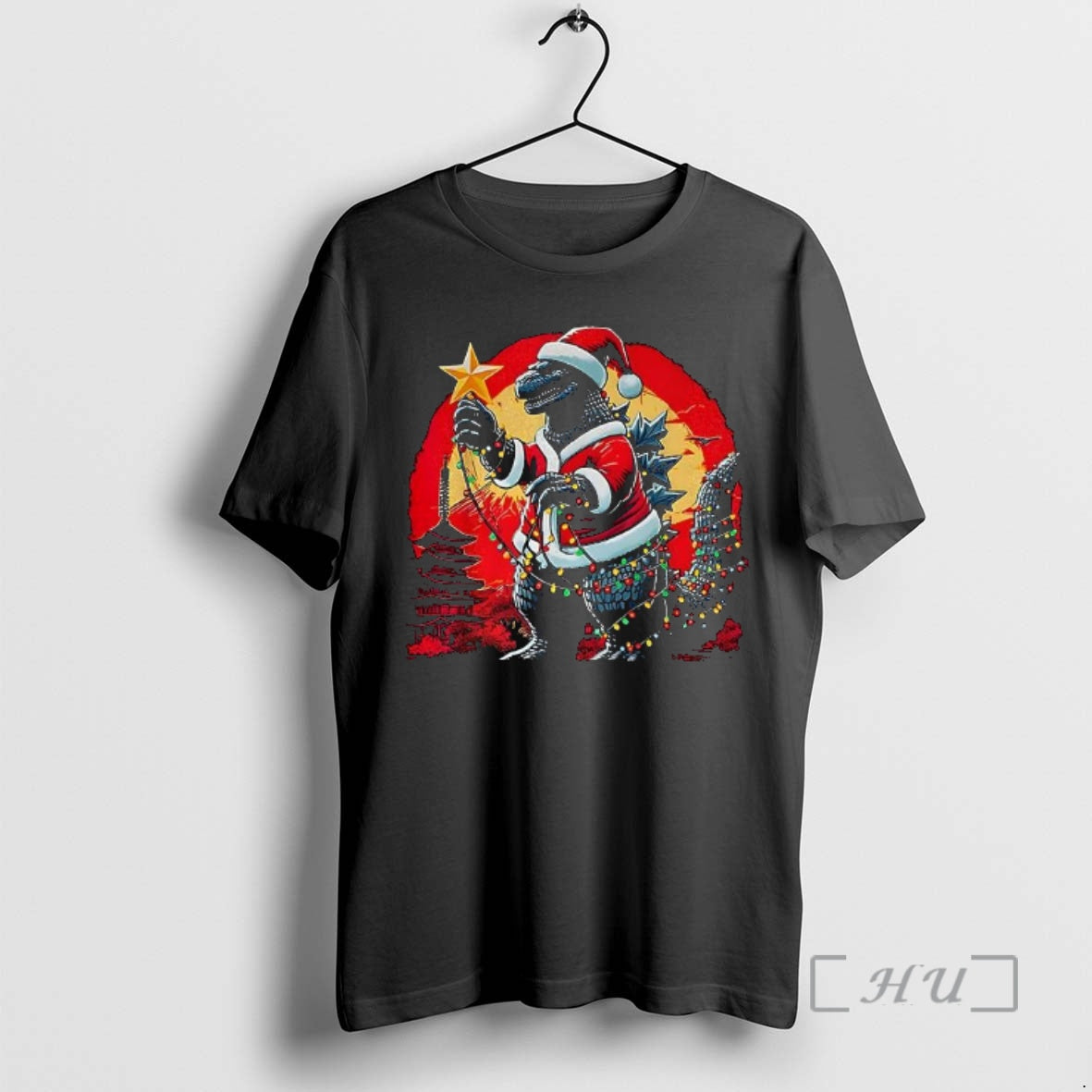 Officials Santazilla Godzilla Japanese Monster Kaiju - Adult & Kids T-Shirts, Sweatshirts & Hoodies apparel design preview 1