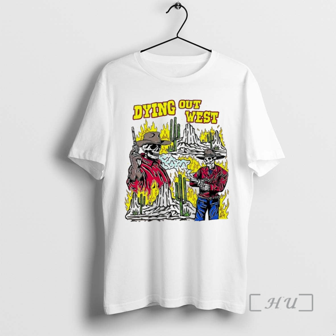 Officials Skeleton Dying Out West - Adult & Kids T-Shirts, Sweatshirts & Hoodies apparel design preview 1