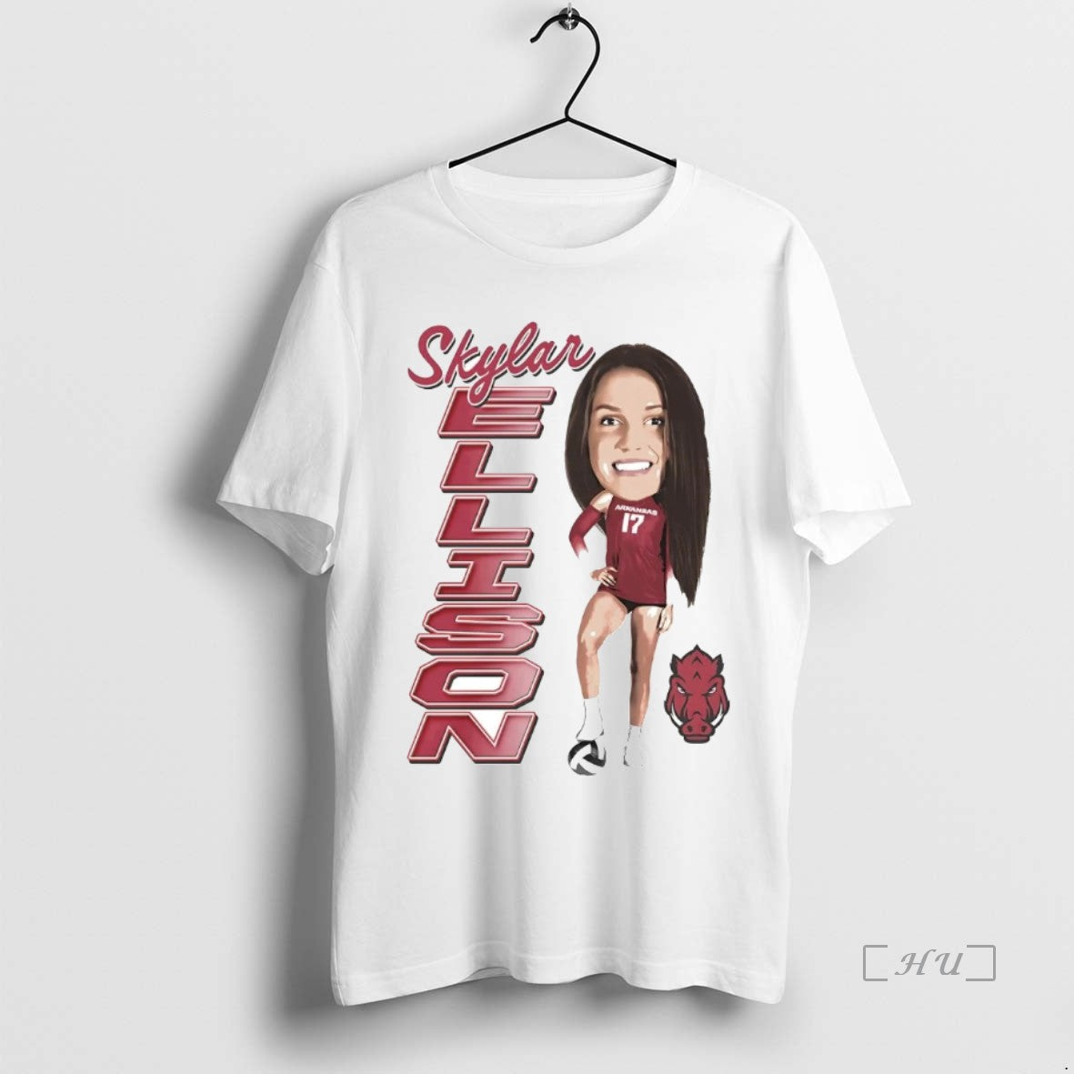 Officials Skylar Ellison Big Head Caricature Arkansas - Adult & Kids T-Shirts, Sweatshirts & Hoodies apparel design preview 1