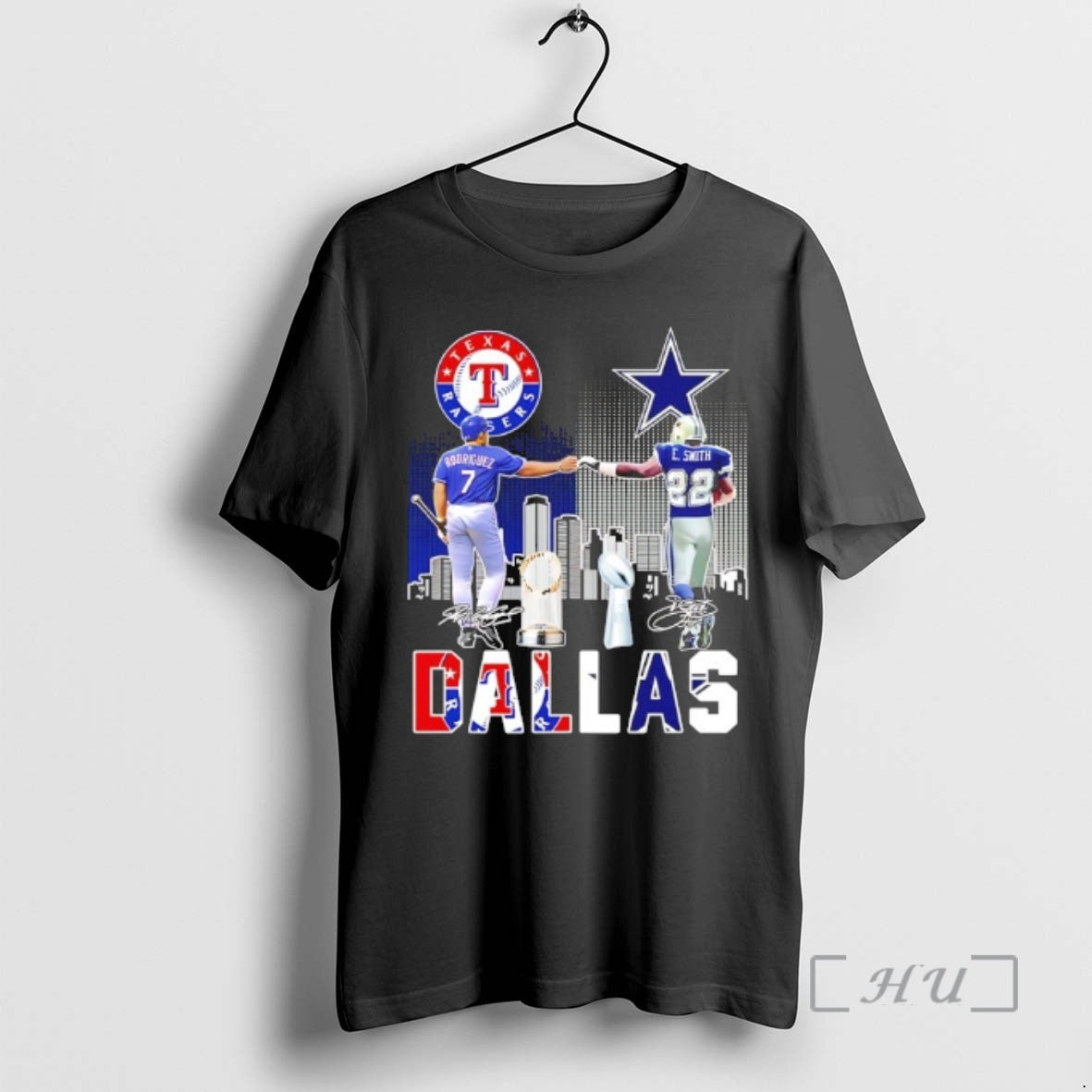 Officials Sports In Dallas Rangers Rodriguez And - Adult & Kids T-Shirts, Sweatshirts & Hoodies apparel design preview 1