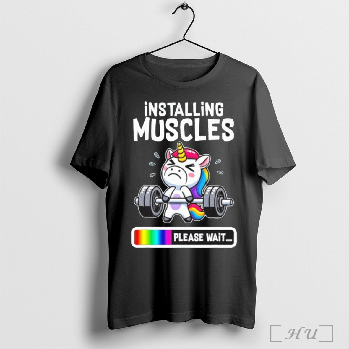 Officials Unicorn Installing Muscles Please Wait - Adult & Kids T-Shirts, Sweatshirts & Hoodies apparel design preview 1