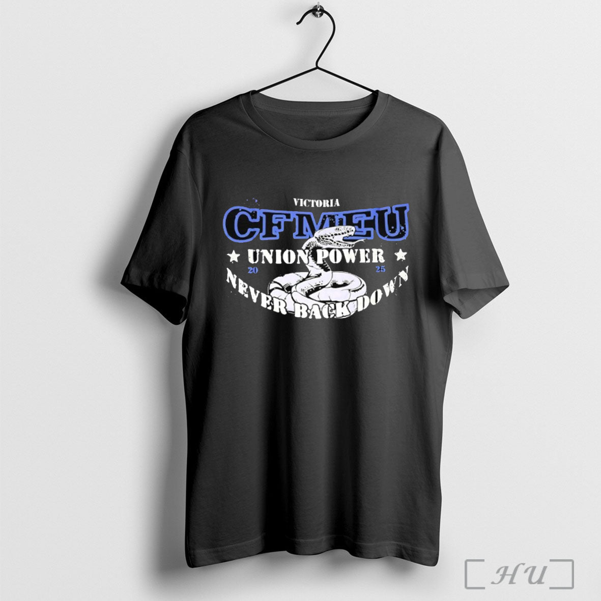 Officials Union Power Never Back Down Snake Stencil - Adult & Kids T-Shirts, Sweatshirts & Hoodies apparel design preview 1