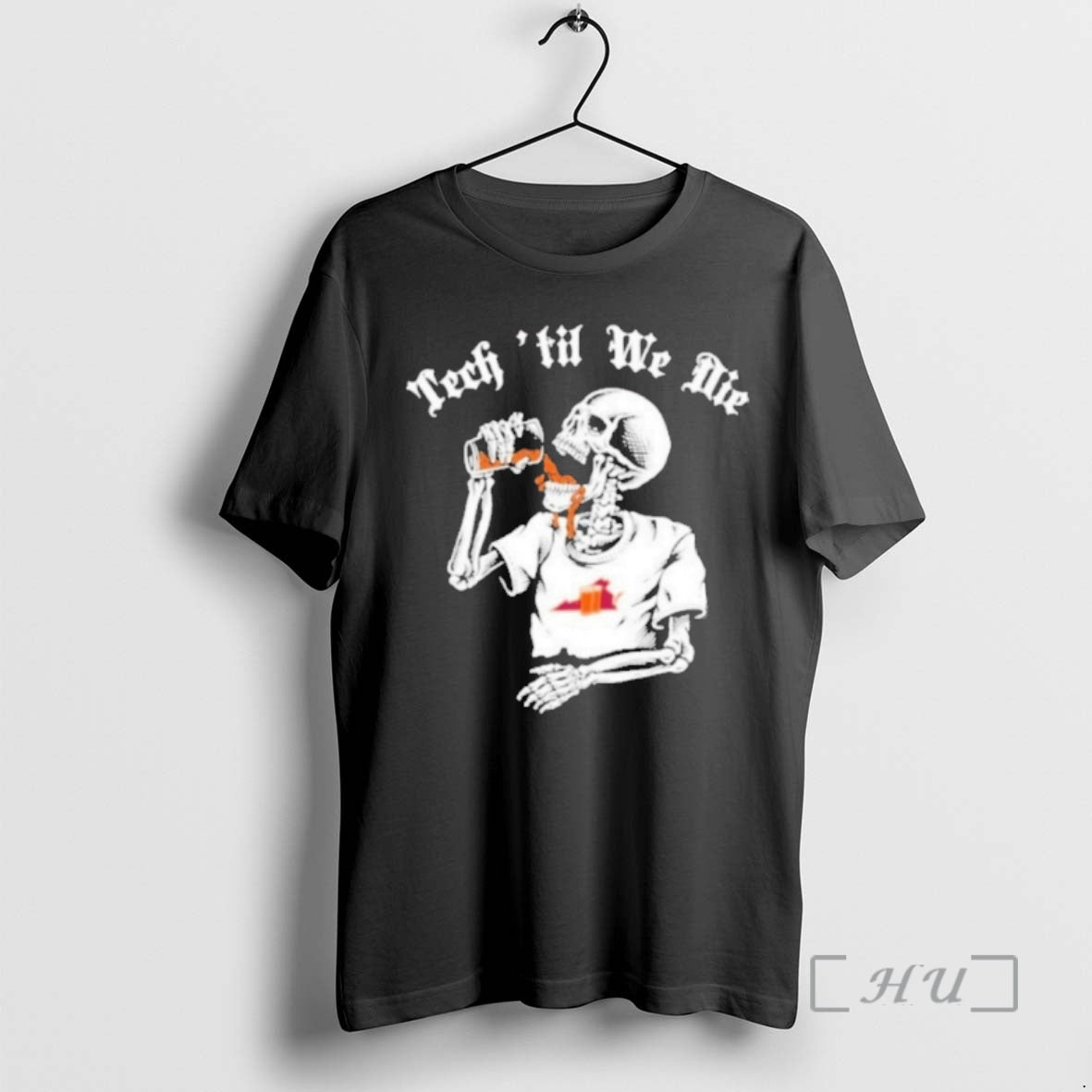 Officials Virginia Tech Hokies Til We Die Skeleton - Adult & Kids T-Shirts, Sweatshirts & Hoodies apparel design preview 1