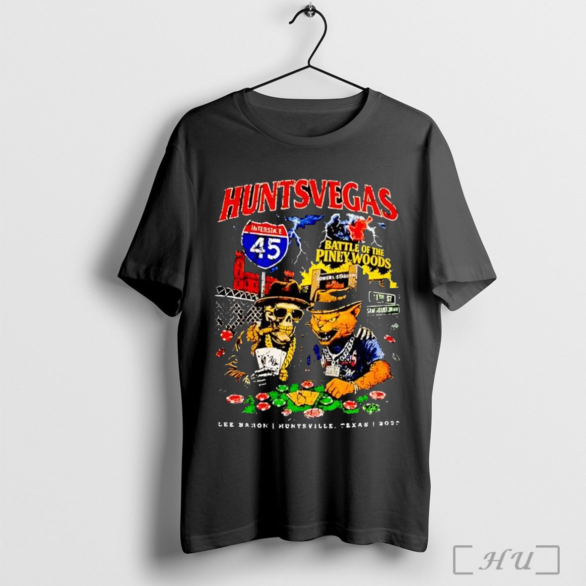 Officials Welcome To Huntsvegas Interstate 45 Skulls - Adult & Kids T-Shirts, Sweatshirts & Hoodies apparel design preview 1