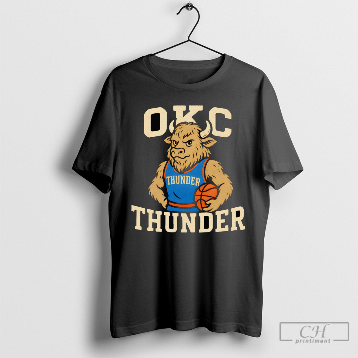 Okc Thunder Mascot Retro - Adult & Kids T-Shirts, Sweatshirts & Hoodies apparel design preview 1