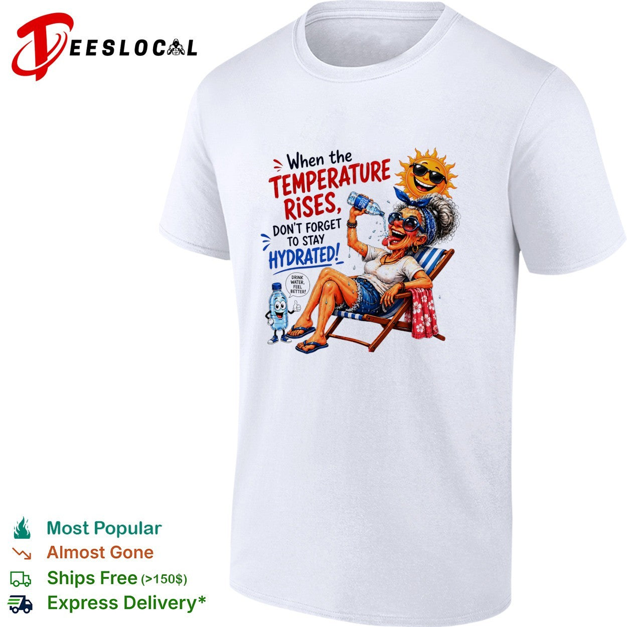 Old woman pouring water on herself don't forget to - Adult & Kids T-Shirts, Sweatshirts & Hoodies apparel design preview 1