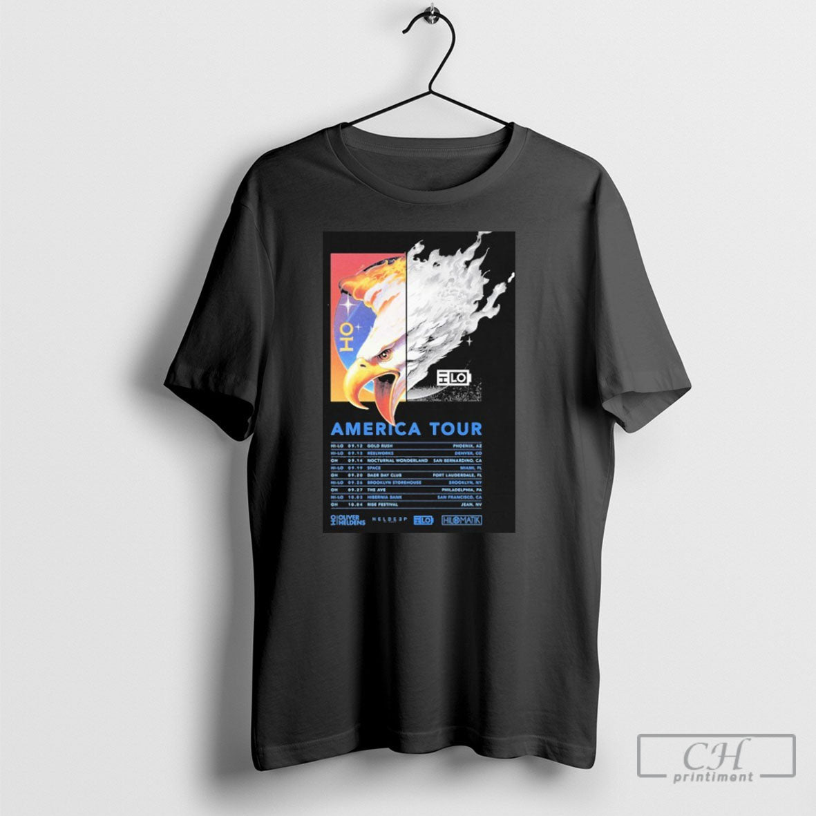 Oliver Heldens X Hi Lo America Tour 2025 Dates Eagle - Adult & Kids T-Shirts, Sweatshirts & Hoodies apparel design preview 1