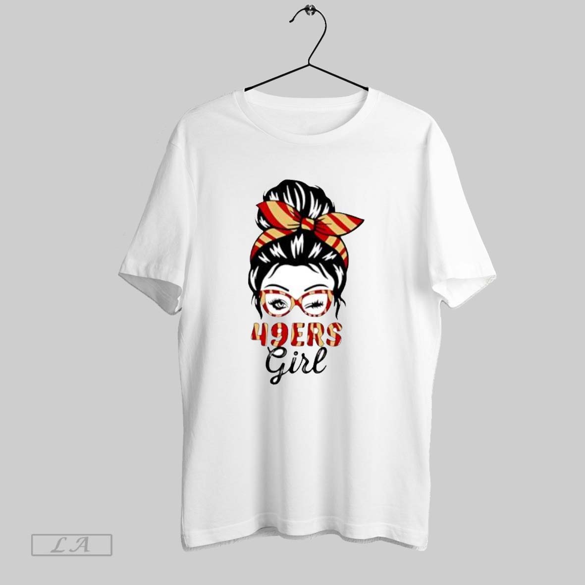 Original 49ers Girl Messy Bun Winking Eye San - Adult & Kids T-Shirts, Sweatshirts & Hoodies apparel design preview 1
