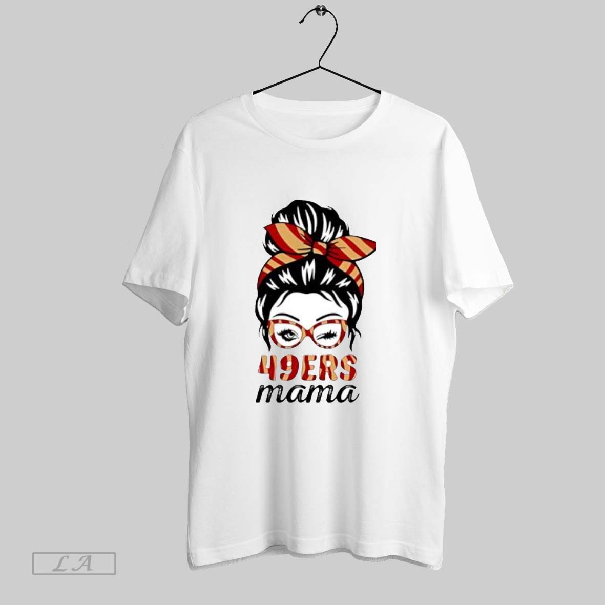 Original 49ers Mama Messy Bun Winking Eye San - Adult & Kids T-Shirts, Sweatshirts & Hoodies apparel design preview 1