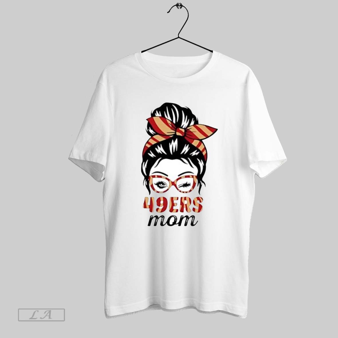 Original 49ers Mom Messy Bun Winking Eye San - Adult & Kids T-Shirts, Sweatshirts & Hoodies apparel design preview 1