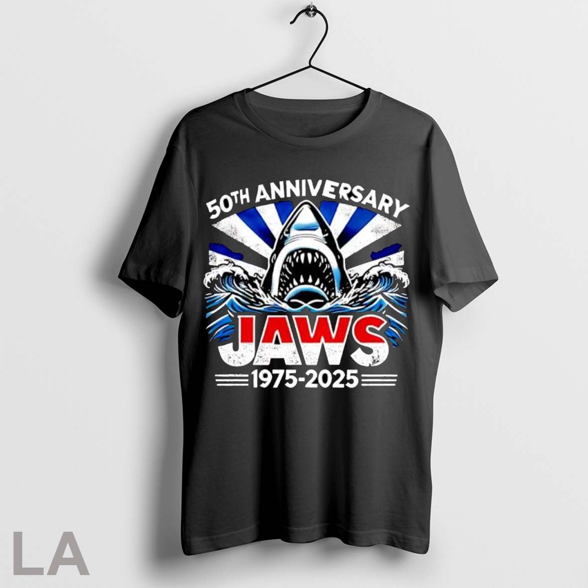 Original 50th Anniversary Jaws 1975 2025 Shark Movie - Adult & Kids T-Shirts, Sweatshirts & Hoodies apparel design preview 1