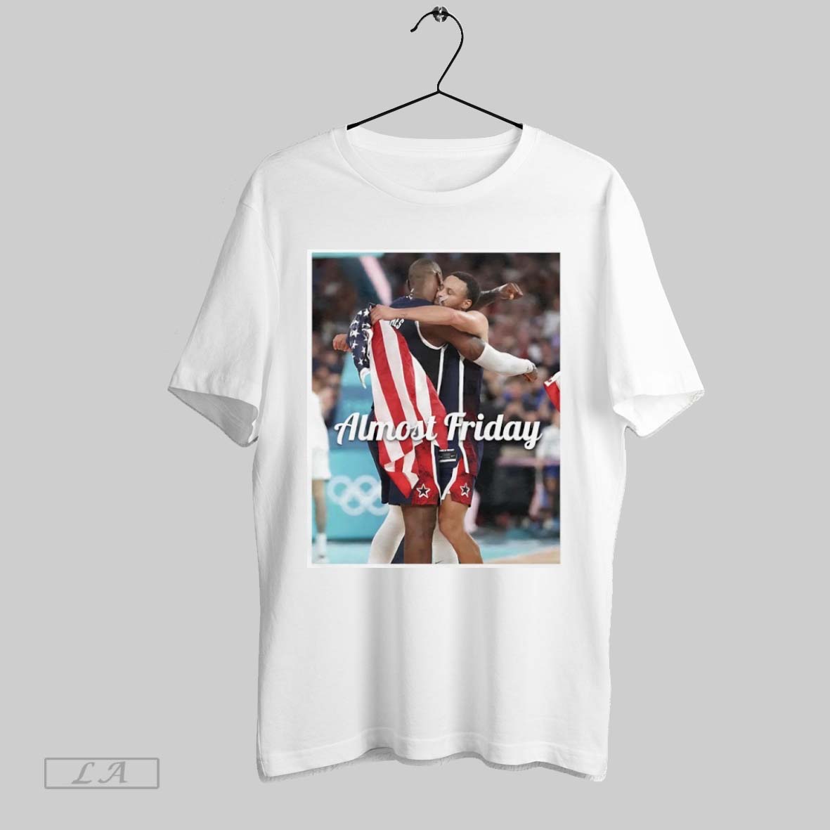 Original Almost Friday Bron And Steph Olympics - Adult & Kids T-Shirts, Sweatshirts & Hoodies apparel design preview 1