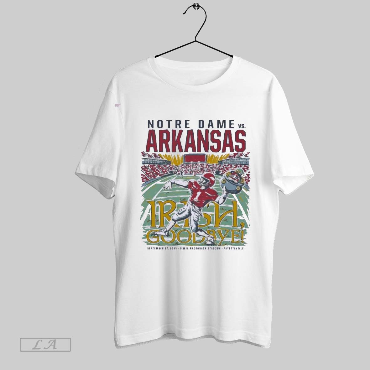 Original Arkansas Vs Notre Dame Game Day 2025 - Adult & Kids T-Shirts, Sweatshirts & Hoodies apparel design preview 1