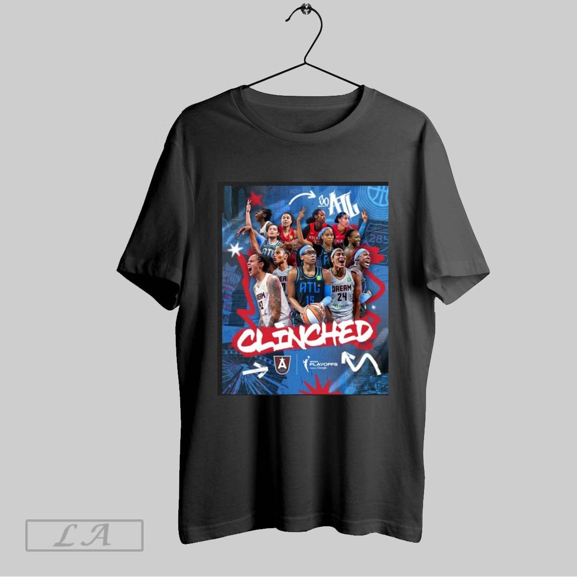 Original Atlanta Dream 2025 Wnba Playoffs Clinched - Adult & Kids T-Shirts, Sweatshirts & Hoodies apparel design preview 1