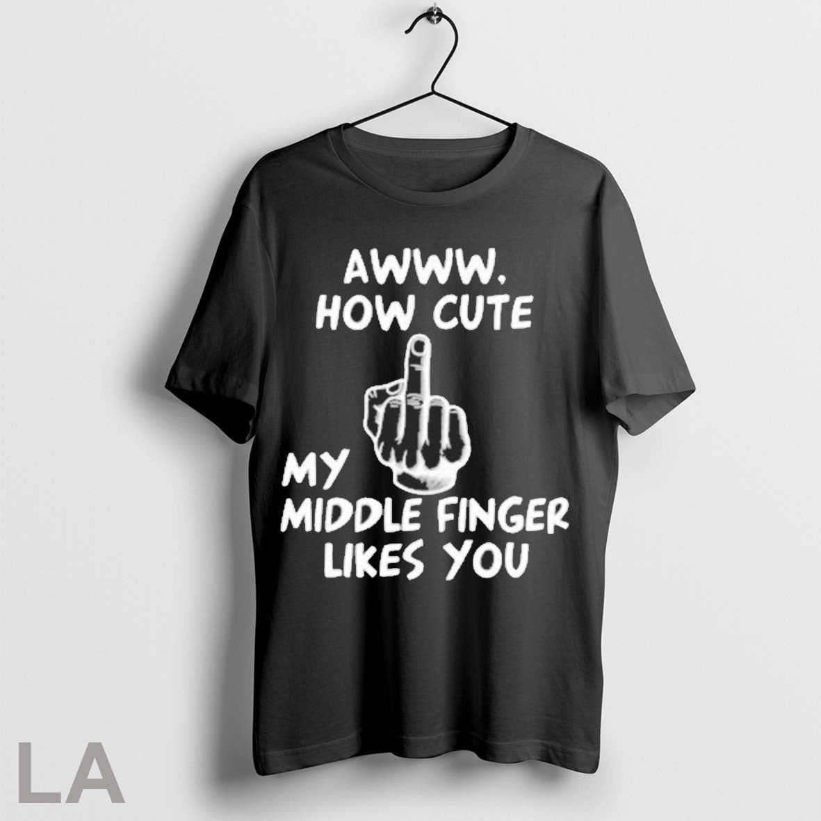 Original Awww How Cute My Middle Finger Likes You - Adult & Kids T-Shirts, Sweatshirts & Hoodies apparel design preview 1