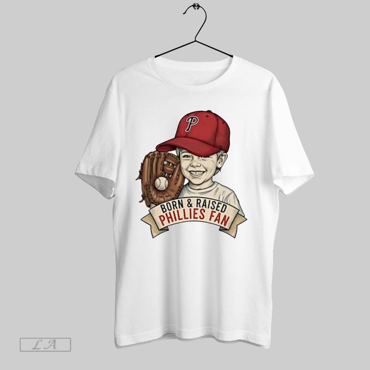 Original Born And Raised Phillies Fan Young Kid - Adult & Kids T-Shirts, Sweatshirts & Hoodies apparel design preview 1
