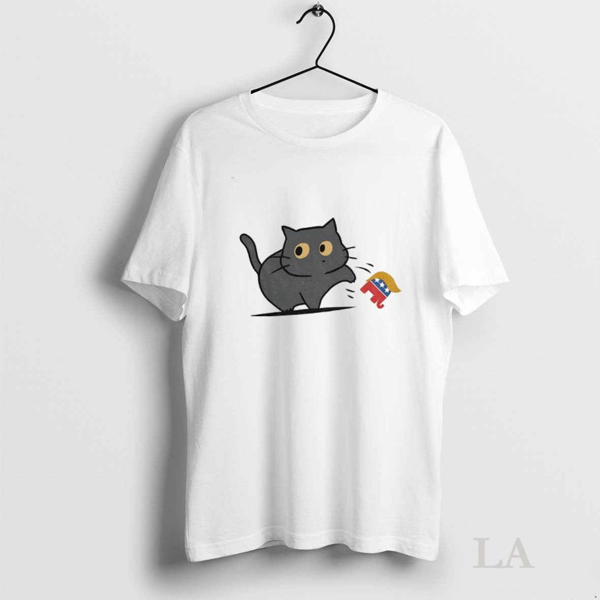 Original Cat Knocking Donald Trump Elephant - Adult & Kids T-Shirts, Sweatshirts & Hoodies apparel design preview 1