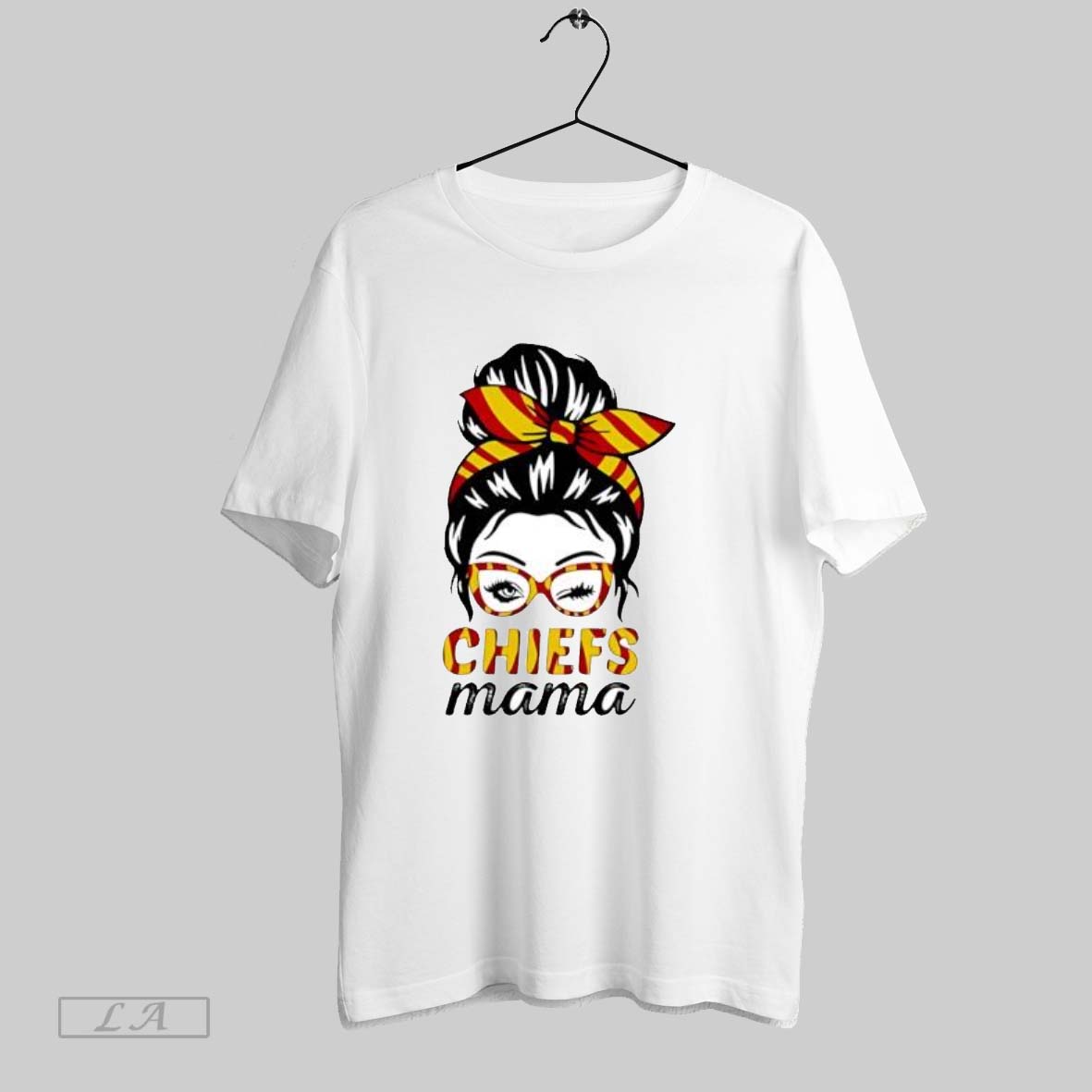 Original Chiefs Mama Winking Eye Messy Bun Leopard - Adult & Kids T-Shirts, Sweatshirts & Hoodies apparel design preview 1